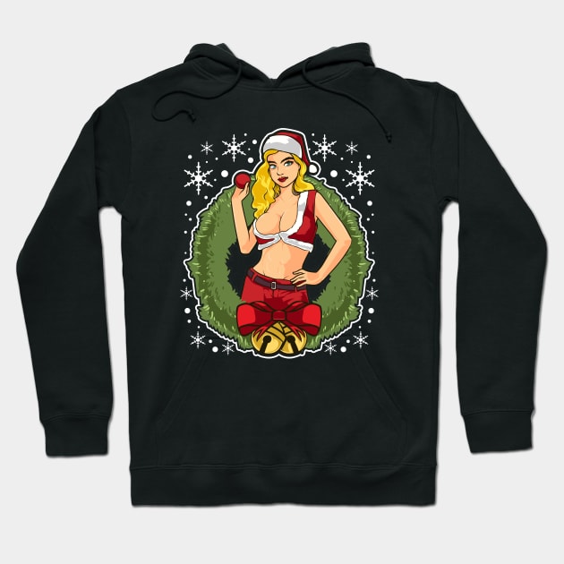 Sexy Mrs Claus Wreath Hoodie by AngelFlame